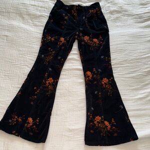 Forever 21 black floral flare pants